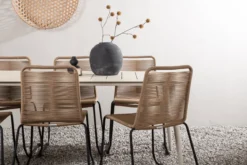 Garten Essgruppe Teneriffa– 7-teiliges Gartenmöbel-Set Beige/Braun