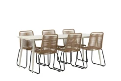 Garten Essgruppe Teneriffa– 7-teiliges Gartenmöbel-Set Beige/Braun