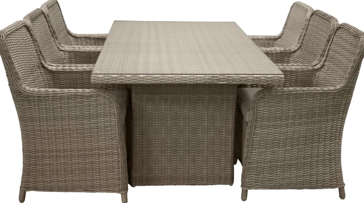 Garten Essgruppe Valencia” – 7-teiliges Gartenmöbel-Set aus Polyrattan