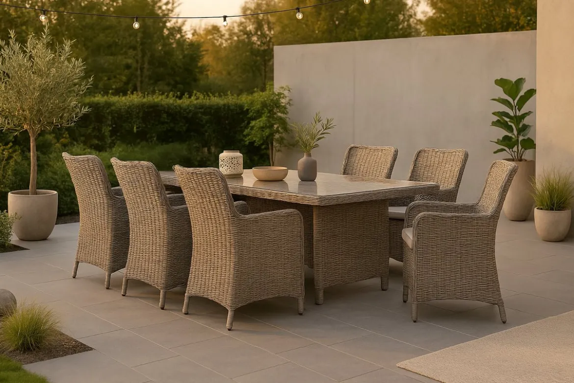 Garten Essgruppe Valencia” – 7-teiliges Gartenmöbel-Set aus Polyrattan