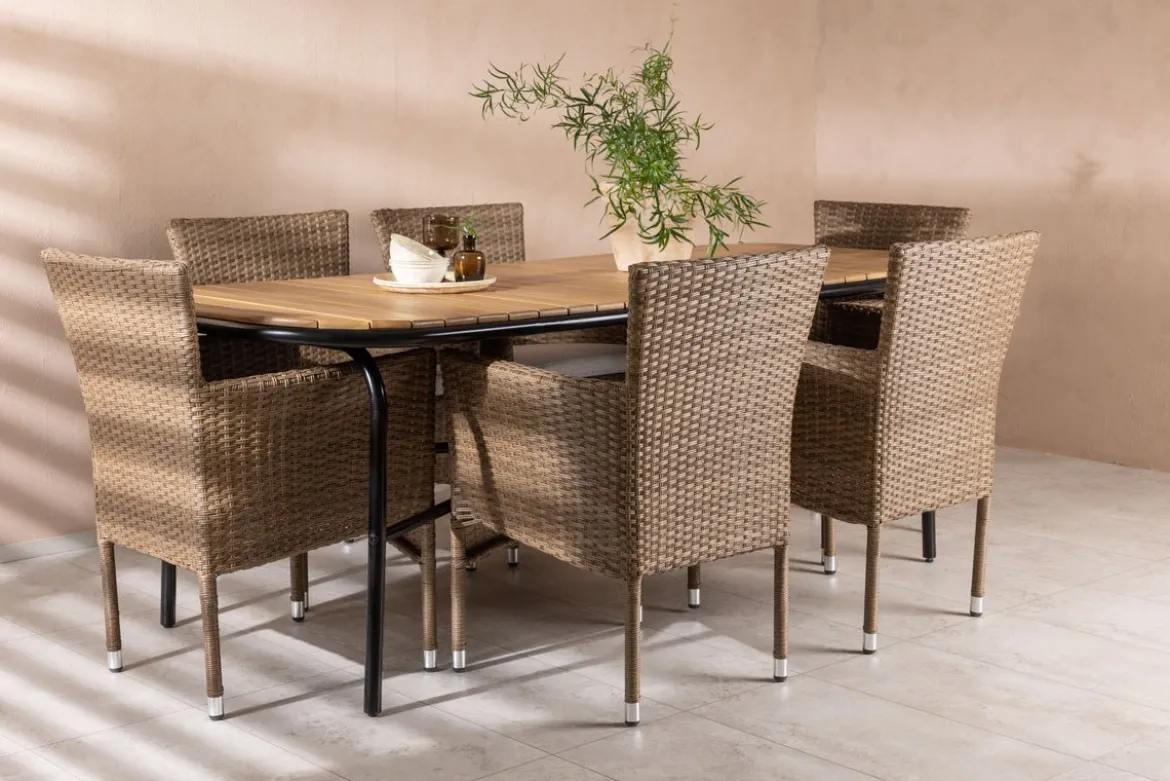 Garten Essgruppe Vesta – 7-teiliges Gartenmöbel-Set mit Tisch aus Akazienholz