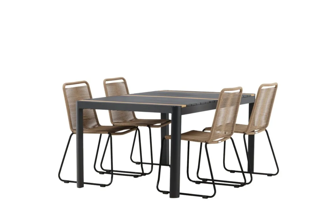 Garten Essgruppe Virello – 5-teiliges Gartenmöbel-Set in Schwarz/Braun