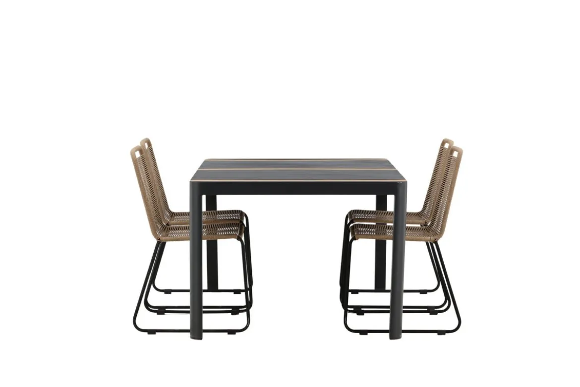 Garten Essgruppe Virello – 5-teiliges Gartenmöbel-Set in Schwarz/Braun