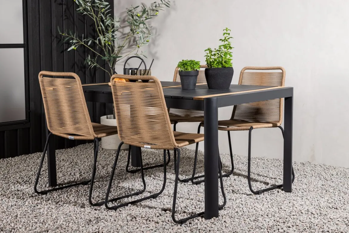 Garten Essgruppe Virello – 5-teiliges Gartenmöbel-Set in Schwarz/Braun