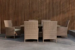 Garten Essgruppe Vireta – 7-teiliges Set aus synthetischem Rattan