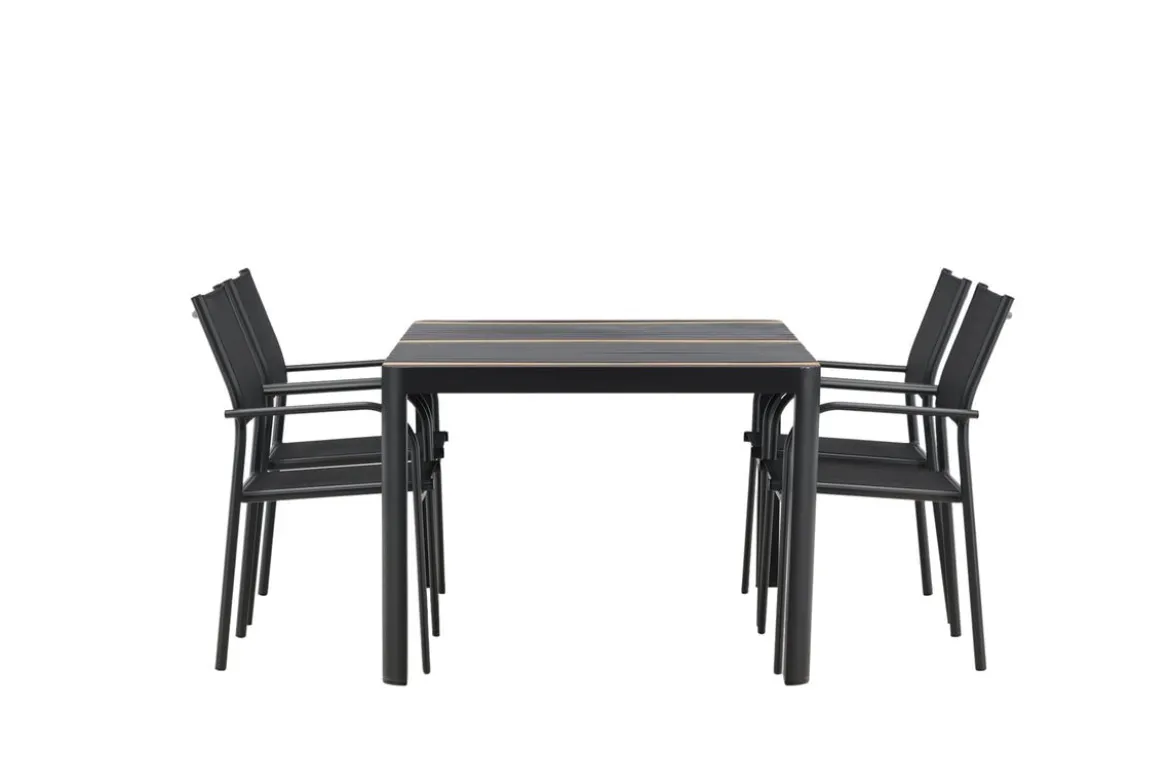 Garten Essgruppe Wylera – 5-teiliges Gartenmöbel-Set in Schwarz