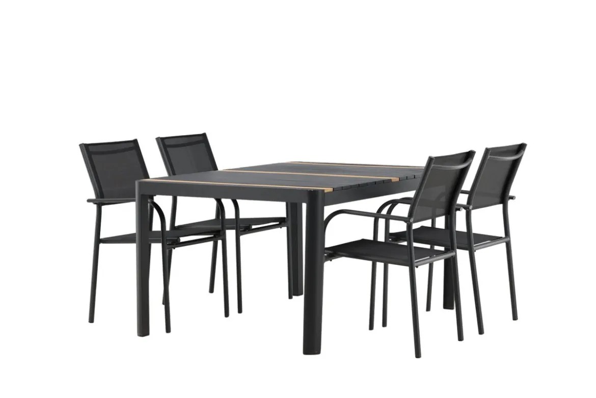 Garten Essgruppe Wylera – 5-teiliges Gartenmöbel-Set in Schwarz