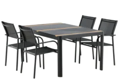 Garten Essgruppe Wylera – 5-teiliges Gartenmöbel-Set in Schwarz