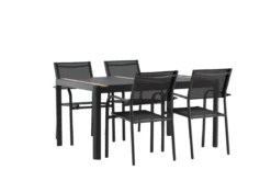 Garten Essgruppe Wylera – 5-teiliges Gartenmöbel-Set in Schwarz