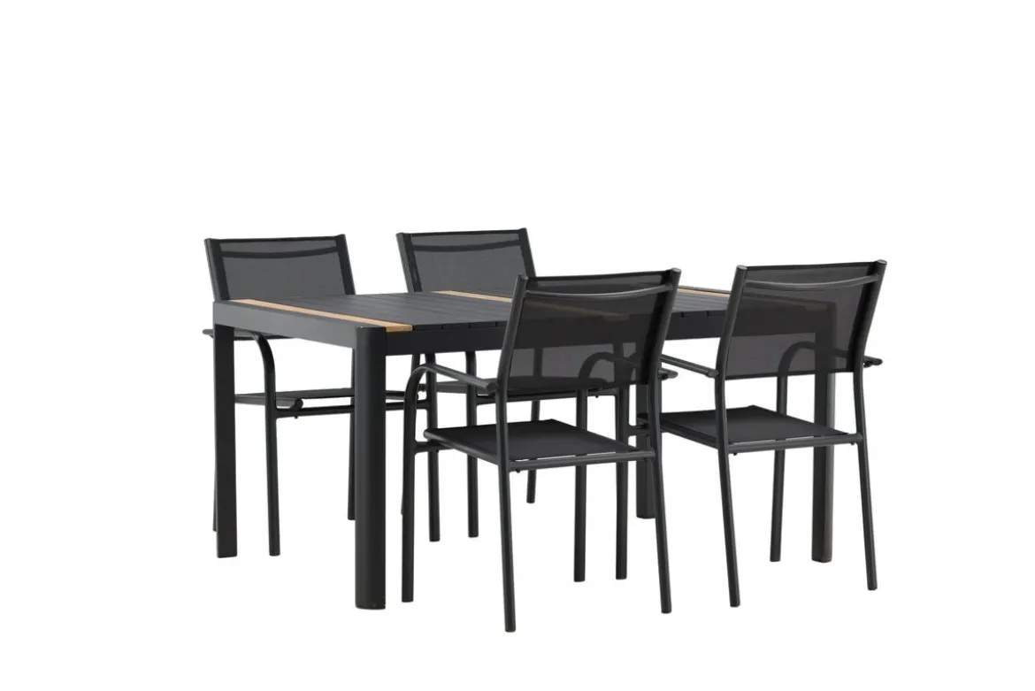 Garten Essgruppe Wylera – 5-teiliges Gartenmöbel-Set in Schwarz