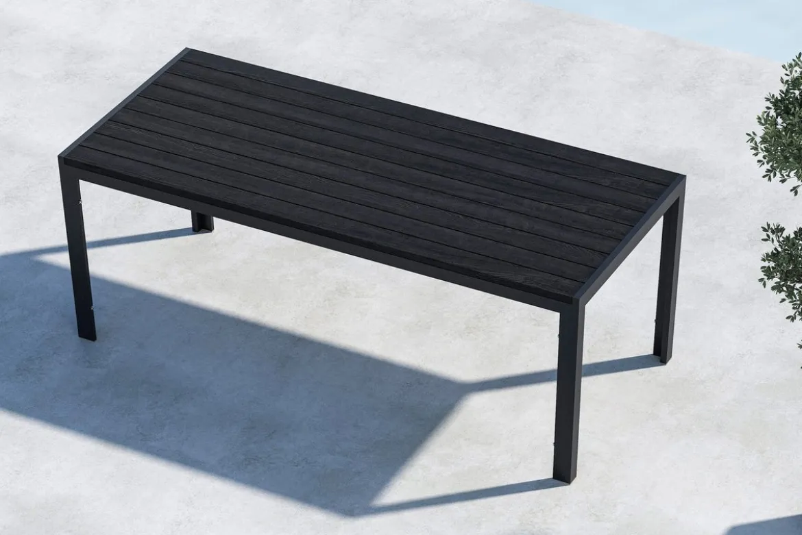 Garten Esstisch Amalfi - 205x90 cm aus Aluminium und Polywood in Beige oder Schwarz