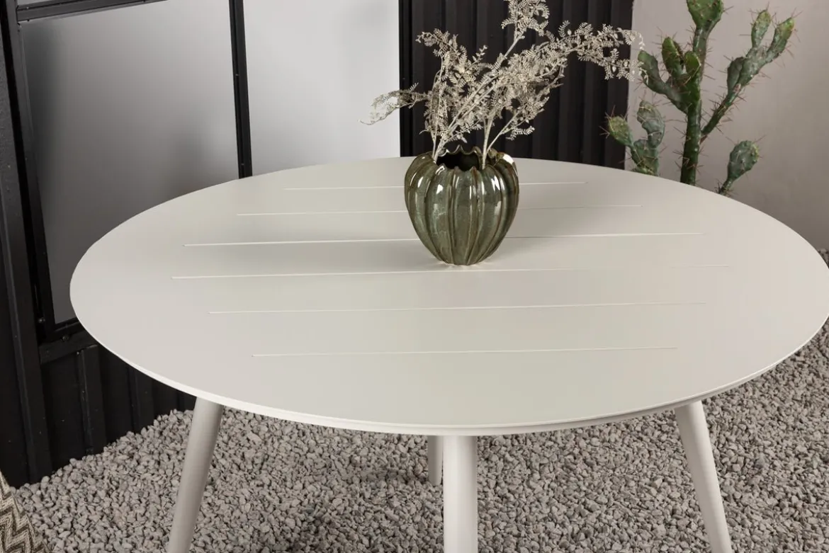 Garten Esstisch Arbor - Ø 120cm aus beigem Aluminium