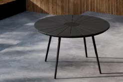Garten Esstisch Capri - Ø 120cm aus Polywood und Aluminium in Beige oder Schwarz