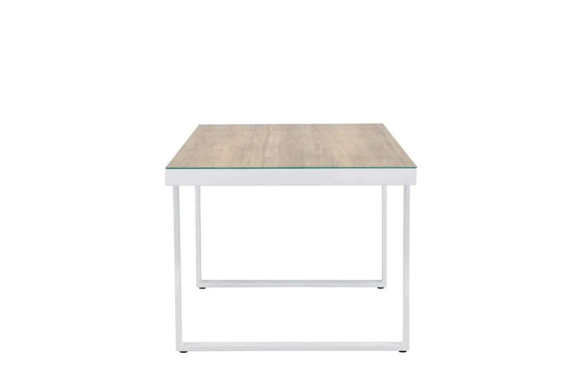 Garten Esstisch Fjord - 200x90 cm aus Aluminium und Glas in Weiß