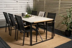 Garten Esstisch Lorenzo - 200x90 cm mit einer Tischplatte aus Glas und Teakholz