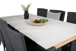 Garten Esstisch Lorenzo - 200x90 cm mit einer Tischplatte aus Glas und Teakholz