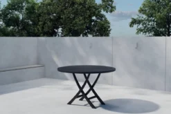Garten Esstisch Lunaro - Ø 120cm aus schwarzem Teakholz