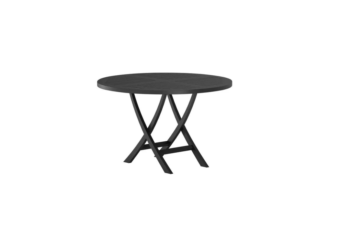 Garten Esstisch Lunaro - Ø 120cm aus schwarzem Teakholz