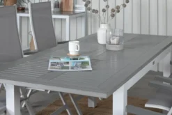 Garten Esstisch Ravello - Ausziehbar von 152 auf 210 cm mit weißem Aluminiumgestell