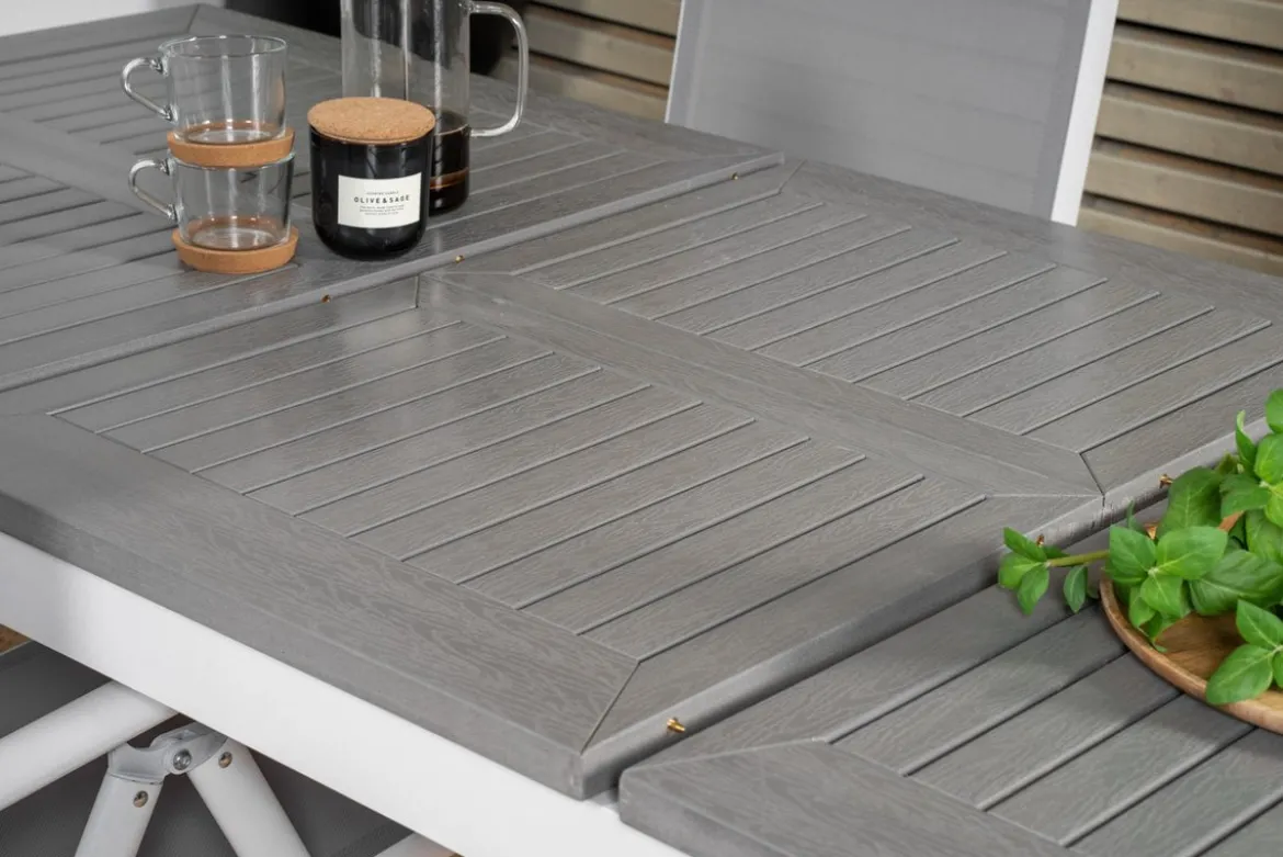 Garten Esstisch Ravello - Ausziehbar von 152 auf 210 cm mit weißem Aluminiumgestell