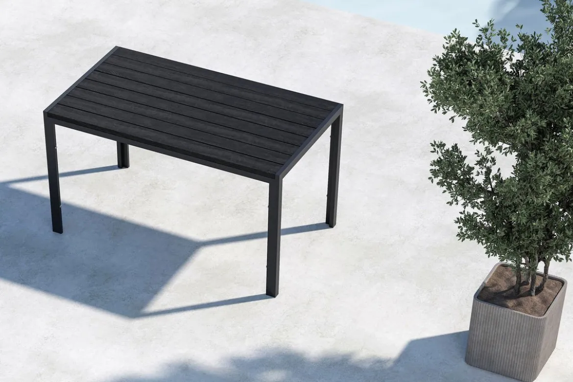 Garten Esstisch Siena - 140x80 cm aus Aluminium und Polywood in Beige oder Schwarz