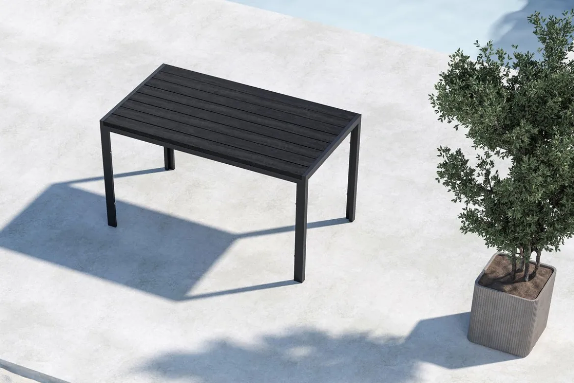 Garten Esstisch Siena - 140x80 cm aus Aluminium und Polywood in Beige oder Schwarz
