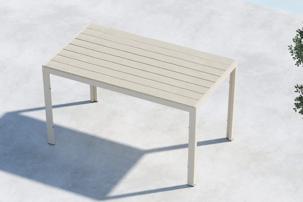 Garten Esstisch Siena - 140x80 cm aus Aluminium und Polywood in Beige oder Schwarz