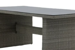 Garten Esstisch Valerio - 200x100 cm aus grauem Rattan mit Glasplatte