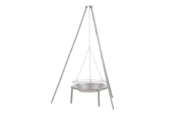 Garten Feuerschale mit Schwenkgrill Flamio - aus Stahl in Silber