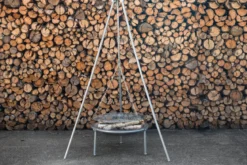 Garten Feuerschale mit Schwenkgrill Flamio - aus Stahl in Silber