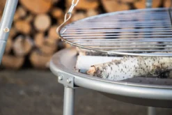 Garten Feuerschale mit Schwenkgrill Flamio - aus Stahl in Silber