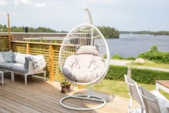 Garten Hängesessel Vegas - aus Rattan/Metall in Weiß