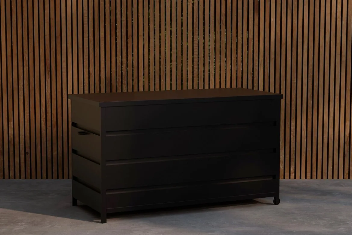 Garten Kissenbox Nessa - Aus schwarzem Aluminium