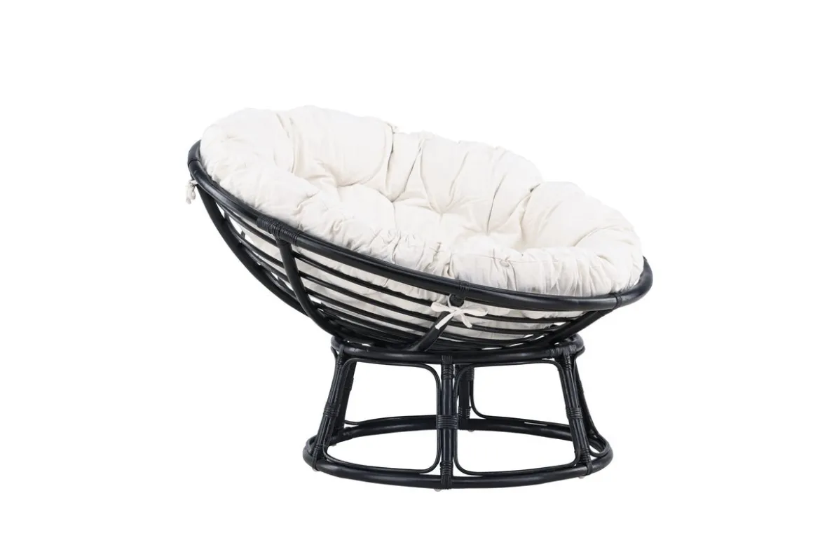 Garten-Loungesessel Bob - aus schwarzem Rattan inklusive Kissen