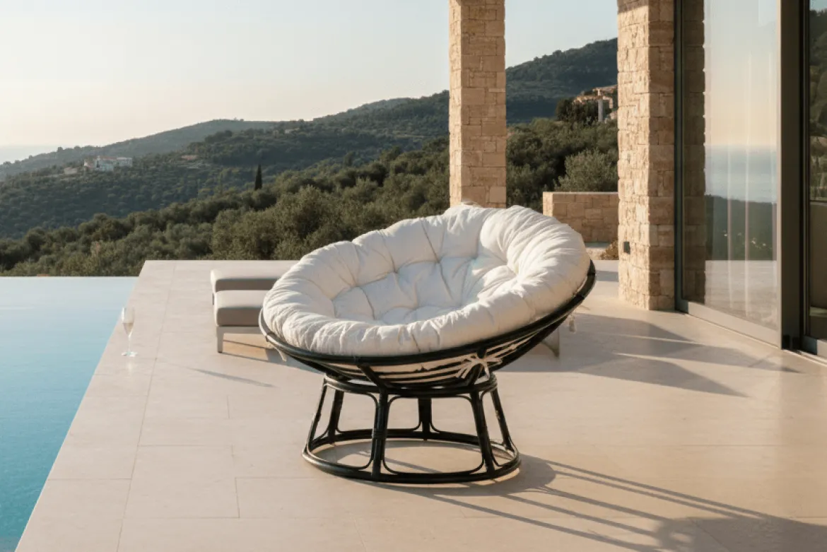 Garten-Loungesessel Bob - aus schwarzem Rattan inklusive Kissen