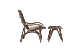 Garten-Loungesessel Neapel - aus Bambus und Rattan in Walnussbraun