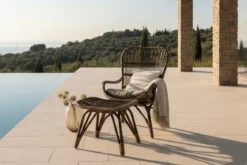 Garten-Loungesessel Neapel - aus Bambus und Rattan in Walnussbraun