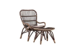 Garten-Loungesessel Neapel - aus Bambus und Rattan in Walnussbraun