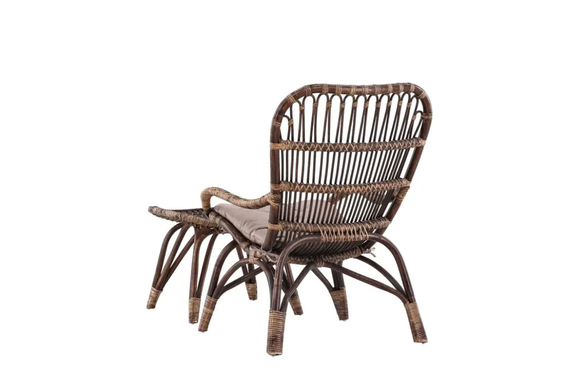 Garten-Loungesessel Neapel - aus Bambus und Rattan in Walnussbraun