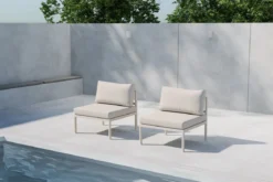 Garten Loungesessel Rika - Outdoor-Sessel mit Aluminium Gestell und zwei Kissen
