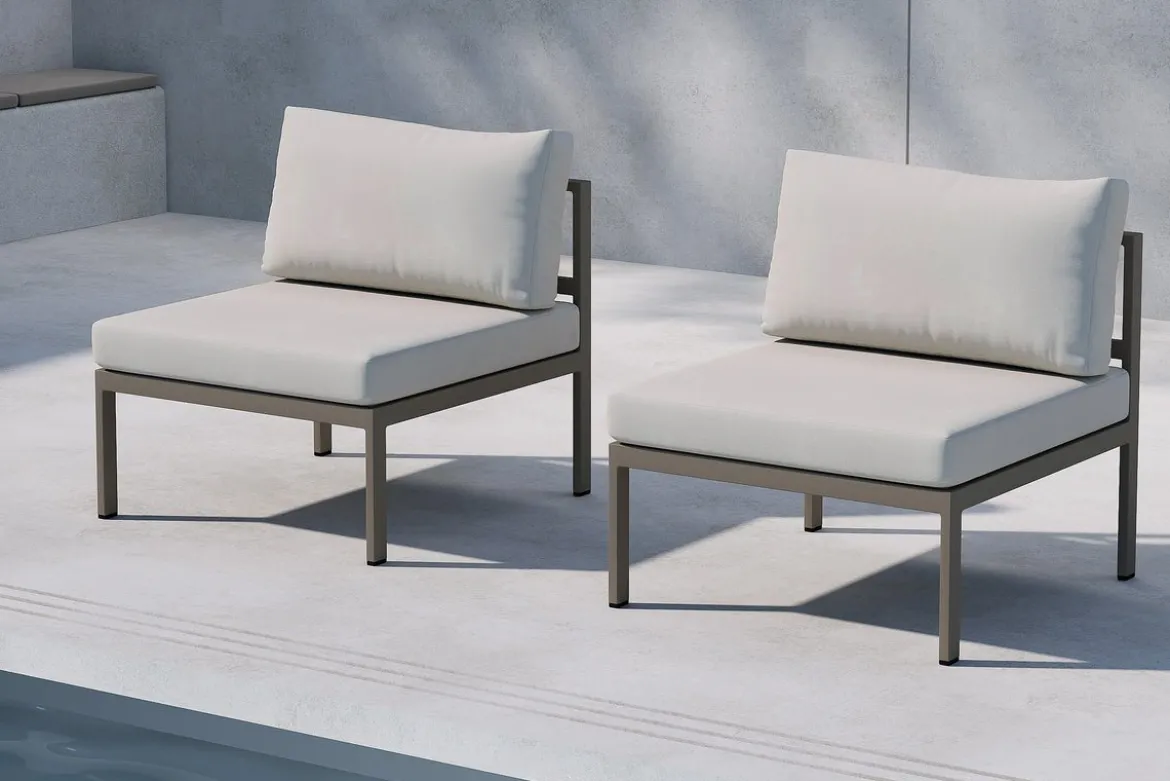 Garten Loungesessel Selva - Outdoor-Sessel mit Aluminium Gestell und zwei Kissen