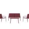 Garten Loungeset Abil – 4-teilig in Rot mit Sofa, Sesseln & Tisch