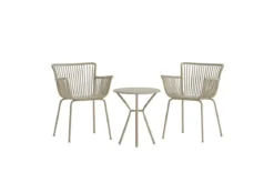 Garten Loungeset Aida – 2er Set in Beige mit rundem Tisch & Stühlen
