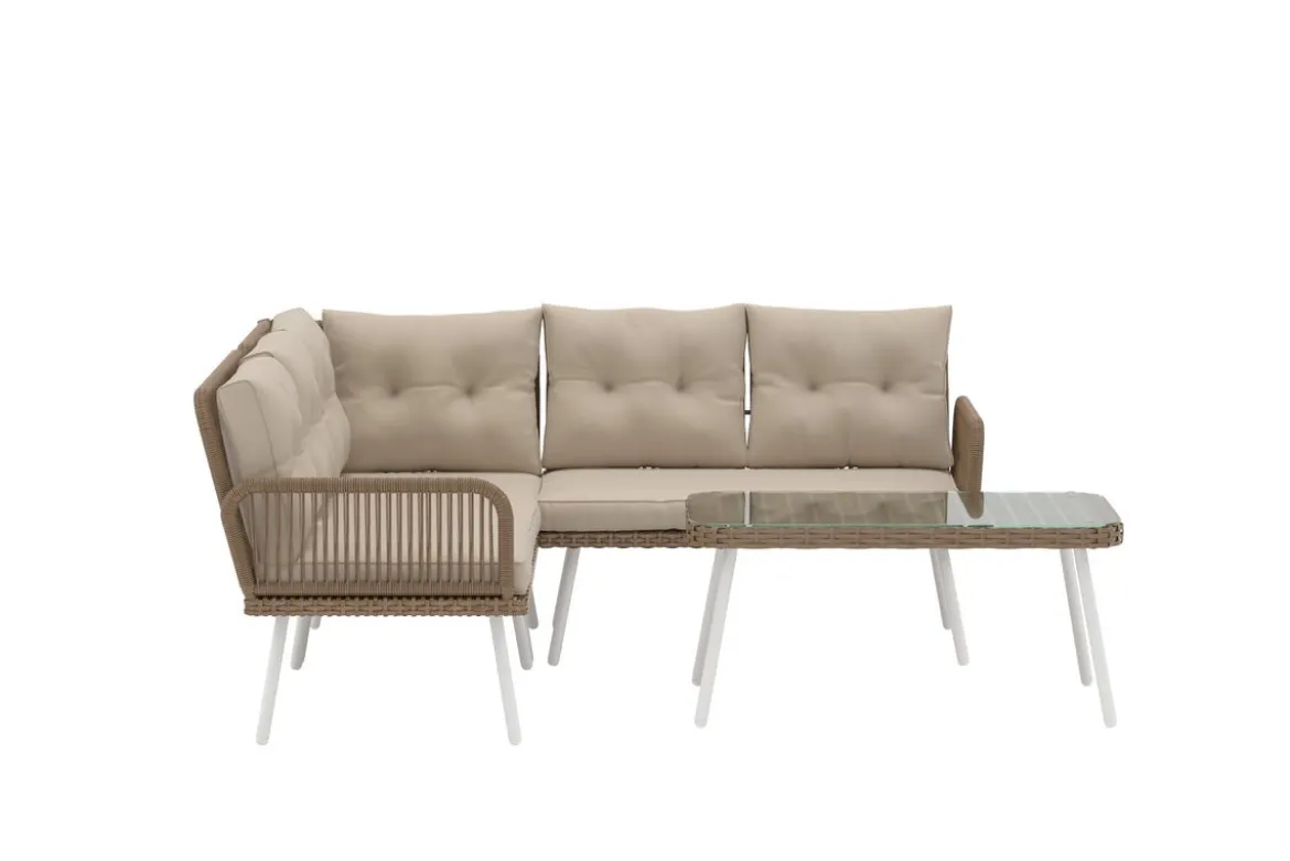Garten Loungeset Aiko – 2-teiliges Set mit Tisch aus synthetischem Rattan