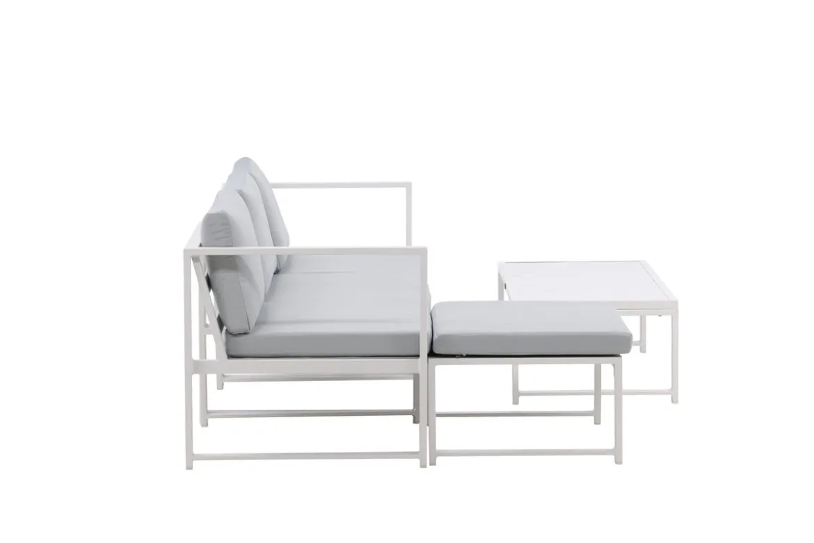 Garten Loungeset Alicia – mit hellgrauen Kissen & Couchtisch