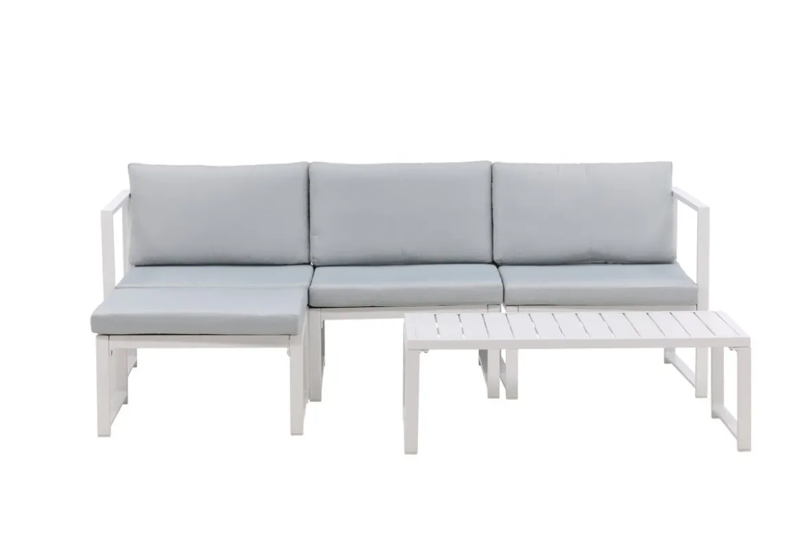 Garten Loungeset Alicia – mit hellgrauen Kissen & Couchtisch