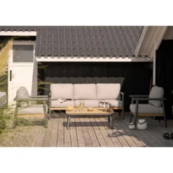 Garten Lounge Set Alviora – mit Aluminiumgestell und Holzoptik-Akzenten
