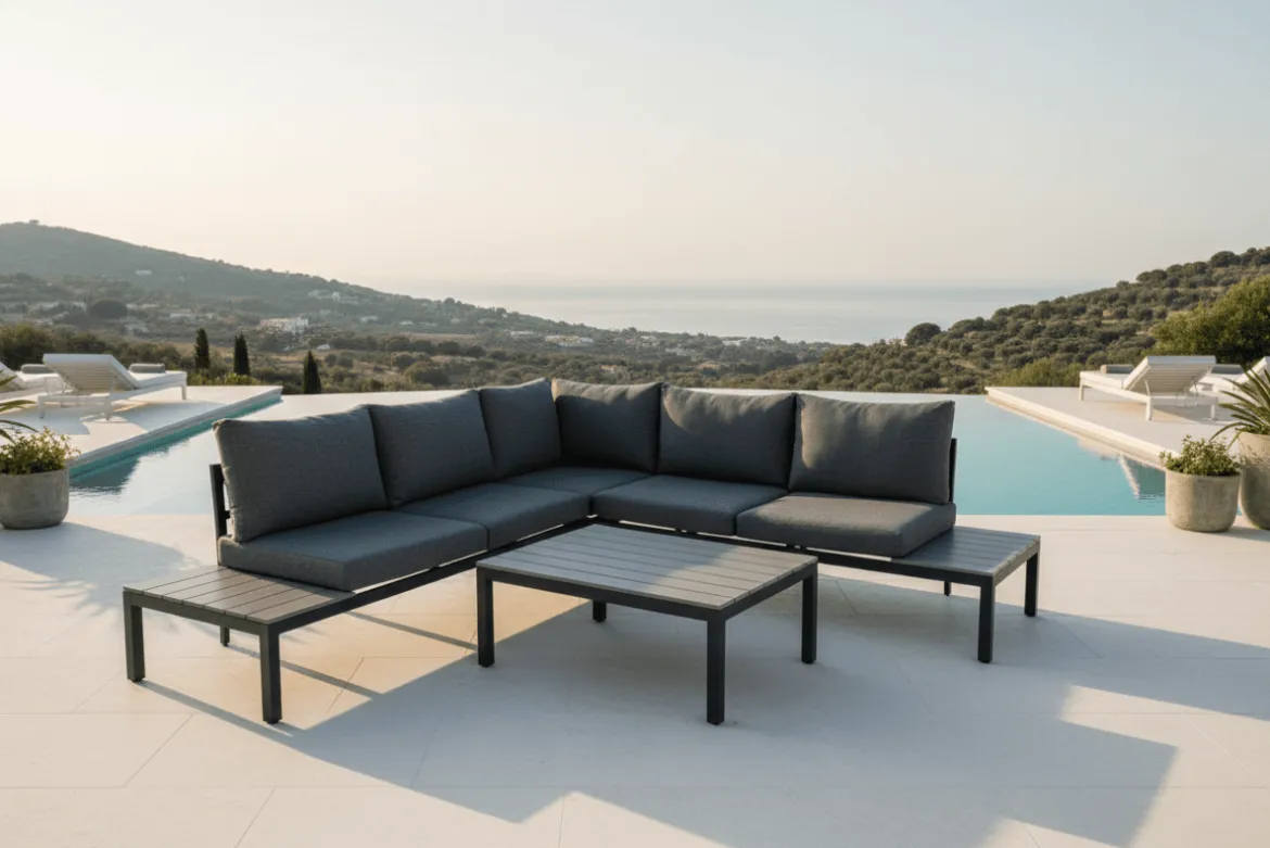 Garten Loungeset Anker – mit Ecksofa & Tisch, wetterfest