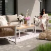 Garten Loungeset Belora – Aluminium Sitzgruppe mit Sofa, 2 Sesseln & Tisch