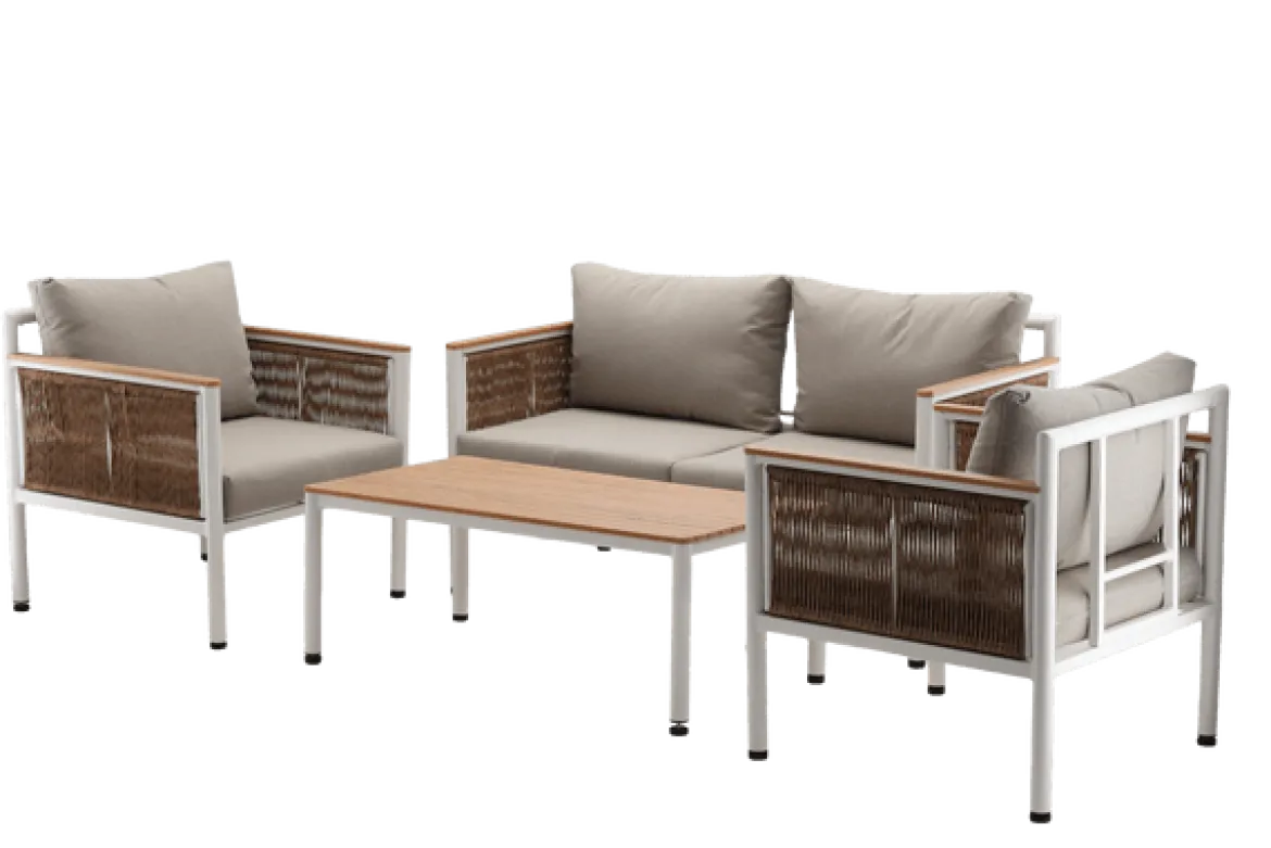 Garten Loungeset Belora – Aluminium Sitzgruppe mit Sofa, 2 Sesseln & Tisch
